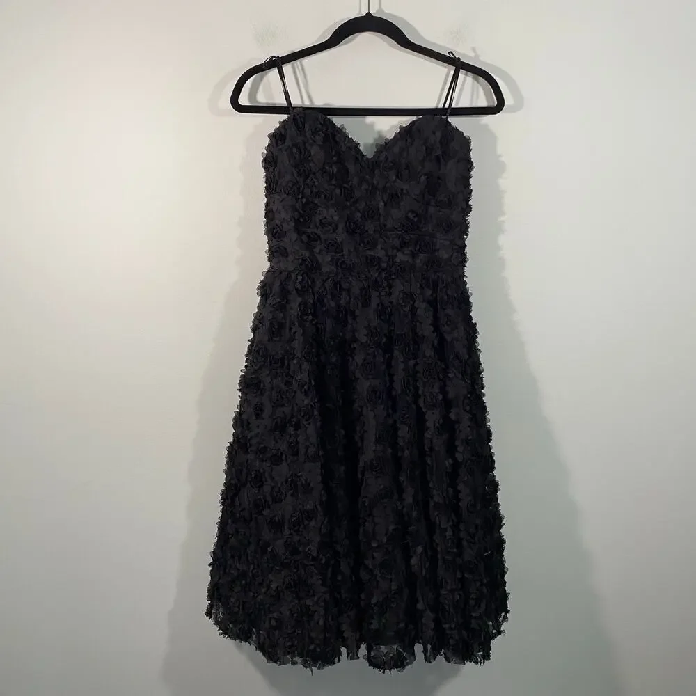 abs cocktail dresses ABS | Dresses | Vtg Abs Black Sweetheart Neckline 3d Texture Rose Cocktail  Dress Size 8